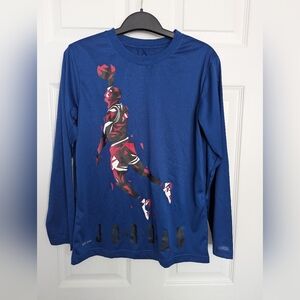 🎈Boy's (Size Large) Dri-Fit Long Sleeve T-Shirt With Jordan Basketball Graphic